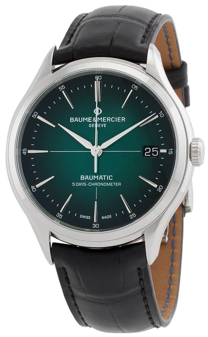 Baume & Mercier Miesten kello M0A10592 Clifton Vihreä/Nahka Ø40