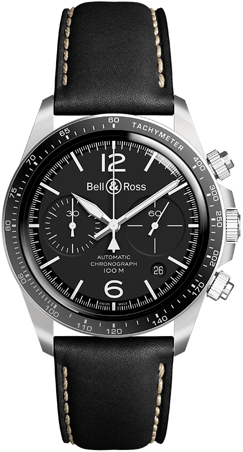 Bell & Ross Miesten kello BRV294-BL-ST/SCA Vintage Musta/Nahka