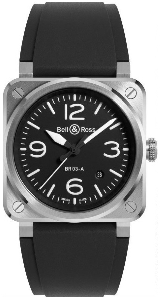 Bell & Ross Miesten kello BR03A-BL-ST/SRB BR 03 Musta/Kumi