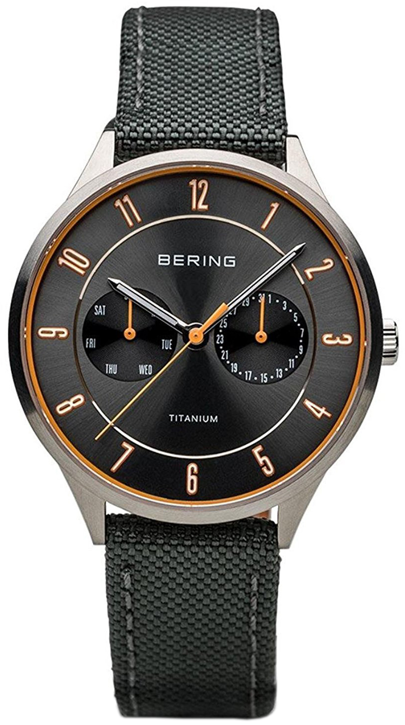 Bering Miesten kello 11539-879 Titanium Harmaa/Tekstiili Ø39 mm