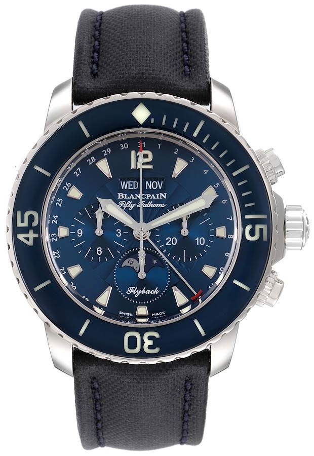 Blancpain Miesten kello 5066F-1140-52B Fifty Fathoms Sininen/Nahka