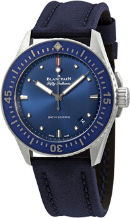 Blancpain Miesten kello 5100-1140-O52A Fifty Fathoms Sininen/Nahka