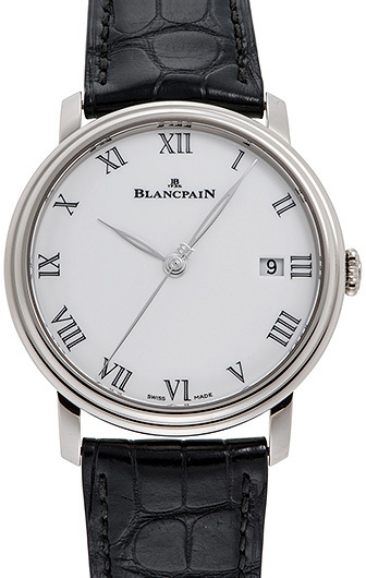 Blancpain Miesten kello 6630-1531-55B Villeret Valkoinen/Nahka Ø42 mm