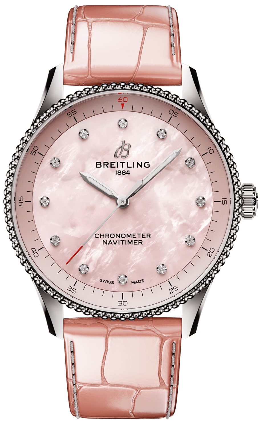 Breitling Naisten kello A77320D91K1P1 Navitimer 32 Pinkki/Nahka Ø32