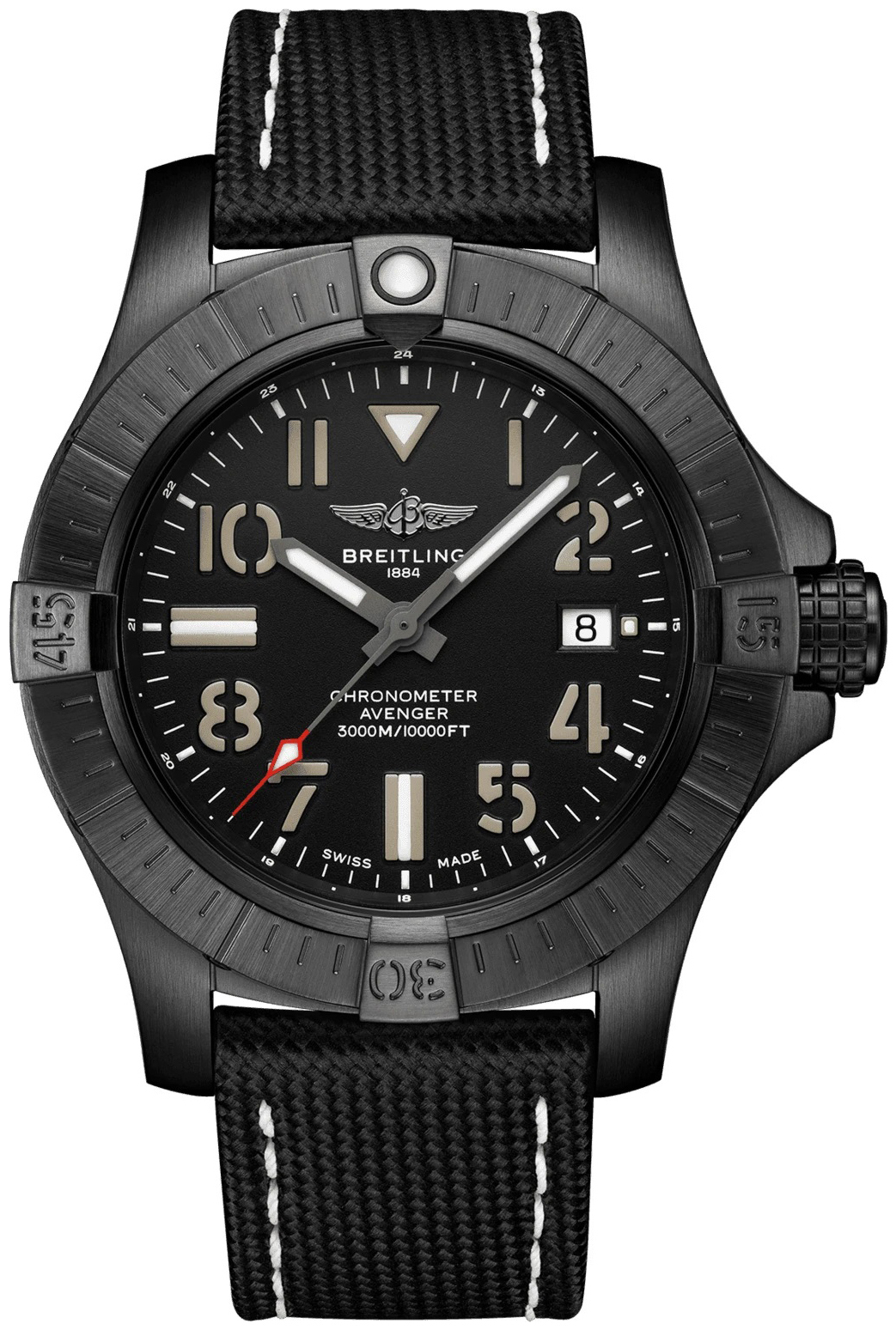 Breitling Miesten kello V17319101B1X1 Avenger Ii Seawolf Musta/Nahka