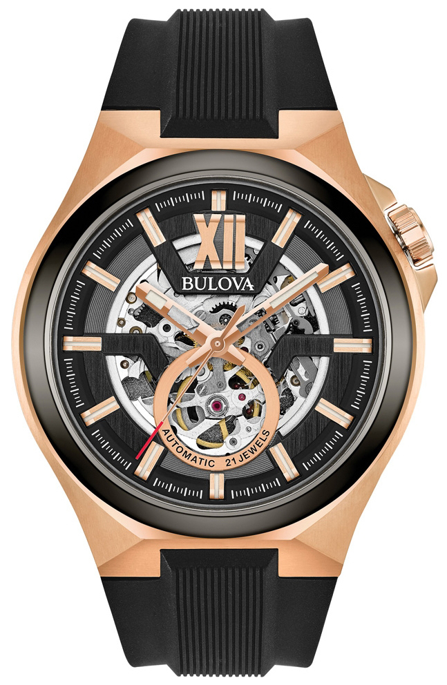 Bulova Miesten kello 98A177 Musta/Kumi Ø46 mm