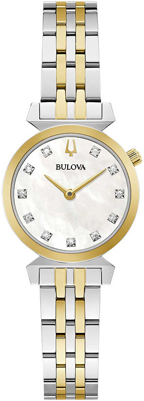 Bulova Naisten kello 98P202 Valkoinen/Kullansävytetty teräs Ø24 mm