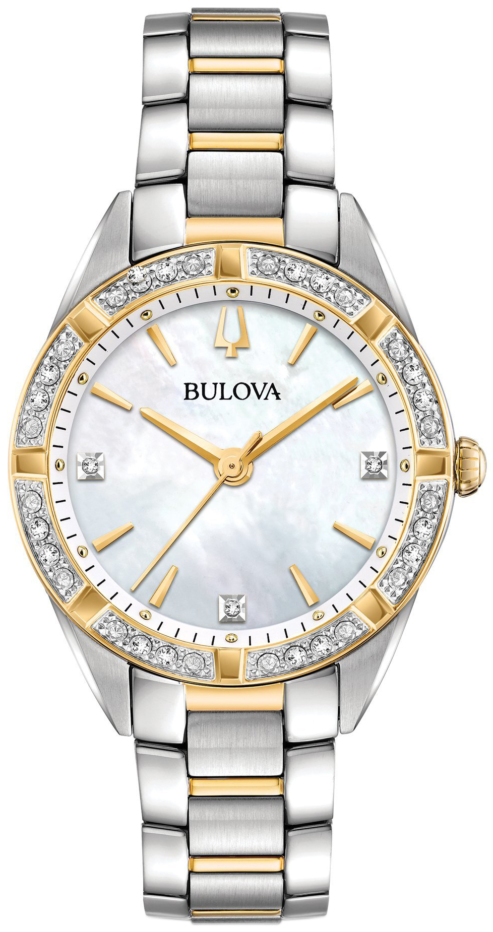 Bulova Naisten kello 98R263 Diamond Valkoinen/Kullansävytetty teräs