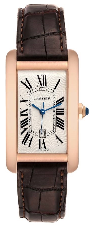 Cartier Miesten kello W2609156 Tank Americaine Large Hopea/Nahka