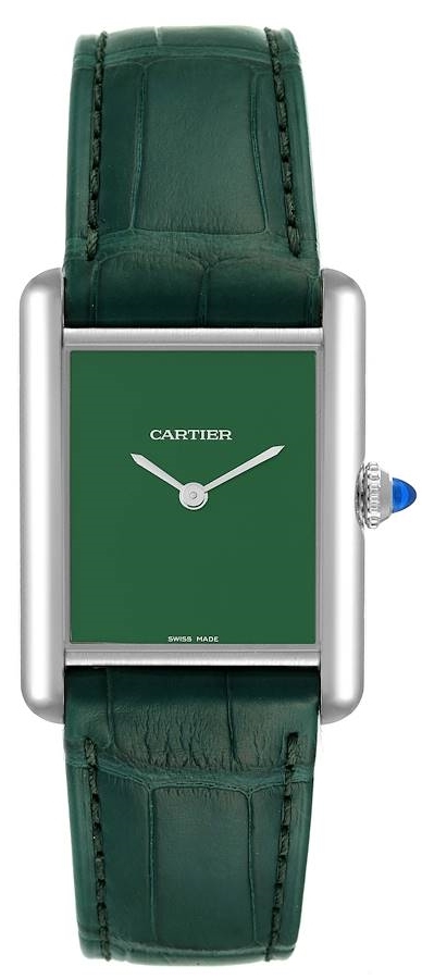 Cartier Naisten kello WSTA0056 Tank Must De Vihreä/Nahka