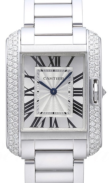 Cartier Tank Anglaise Naisten kello WT100028 Hopea/18K valkokultaa