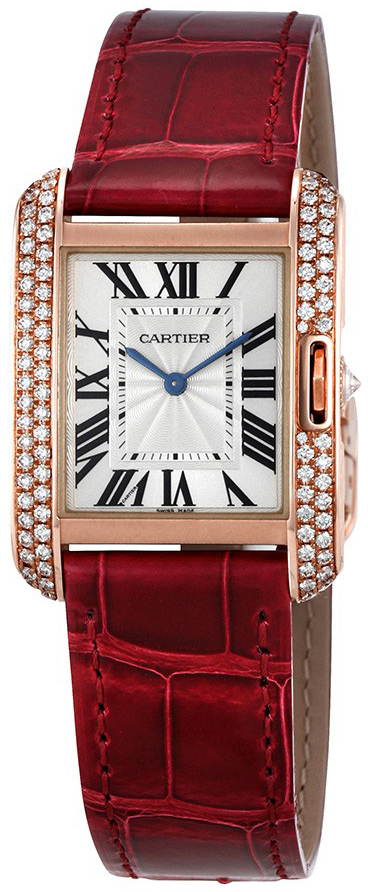 Cartier Tank Anglaise Naisten kello WT100029 Hopea/Nahka