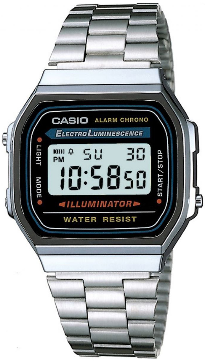 Casio Miesten kello A168WA-1YES Collection LCD/Teräs 38.6x36.3 mm