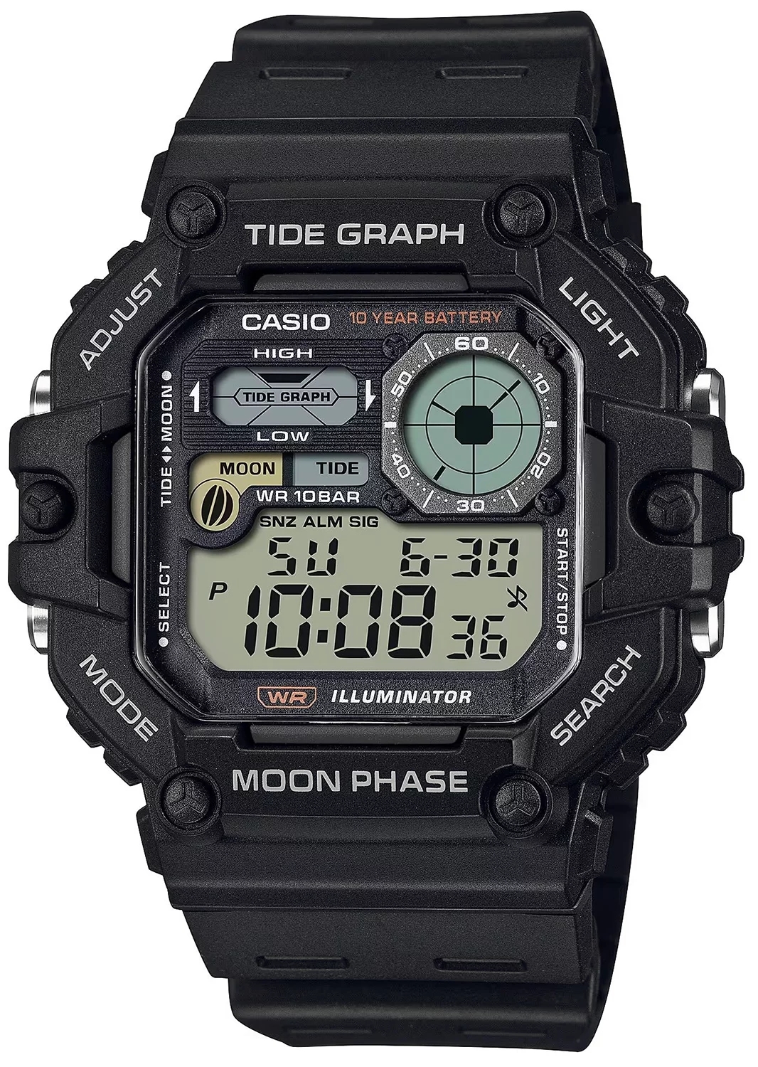 Casio Miesten kello WS-1700H-1AVEF Digital Musta/Muovi Ø49 mm