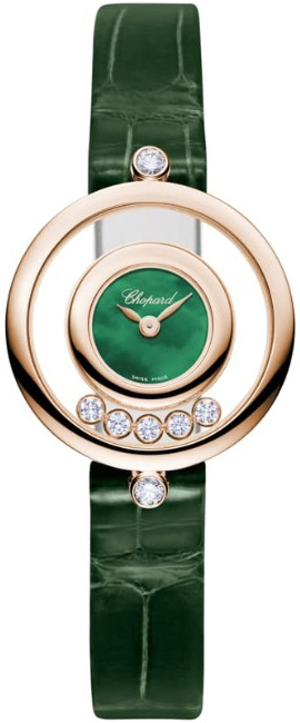 Chopard Naisten kello 209415-5002 Happy Diamonds Vihreä/Nahka Ø25.8