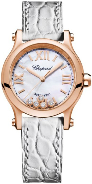 Chopard Naisten kello 274893-5009 Happy Sport Valkoinen/Nahka Ø30 mm