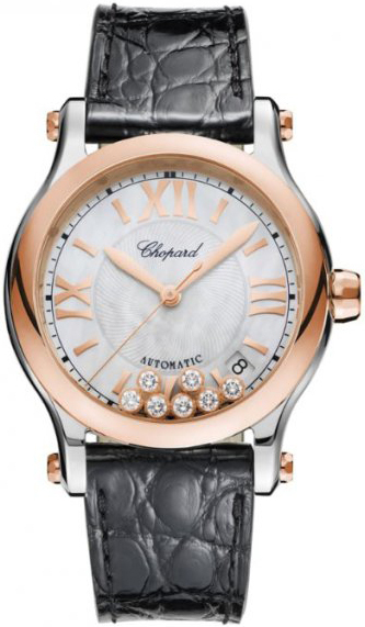 Chopard Naisten kello 278559-6008 Happy Sport Valkoinen/Nahka Ø36 mm