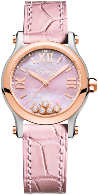 Chopard Naisten kello 278573-6011 Happy Sport Pinkki/Nahka Ø30 mm