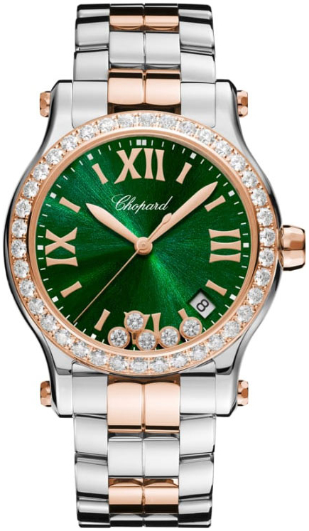 Chopard Naisten kello 278582-6008 Happy Sport Vihreä/18K punakultaa