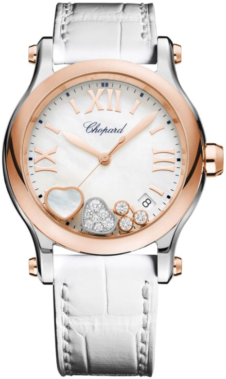 Chopard Naisten kello 278582-6009 Happy Sport Valkoinen/Nahka Ø36 mm