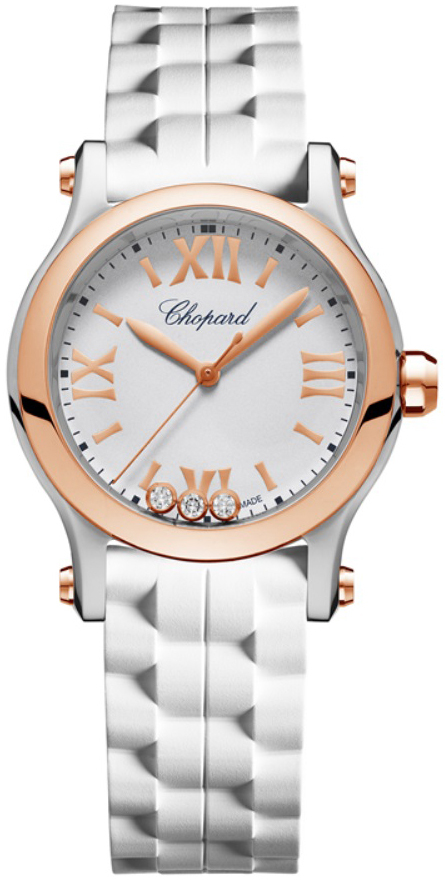 Chopard Naisten kello 278590-6001 Happy Sport Valkoinen/Kumi Ø30 mm