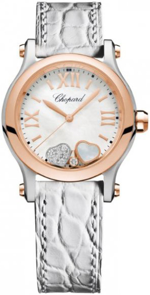 Chopard Naisten kello 278590-6005 Happy Sport Valkoinen/Nahka Ø30 mm