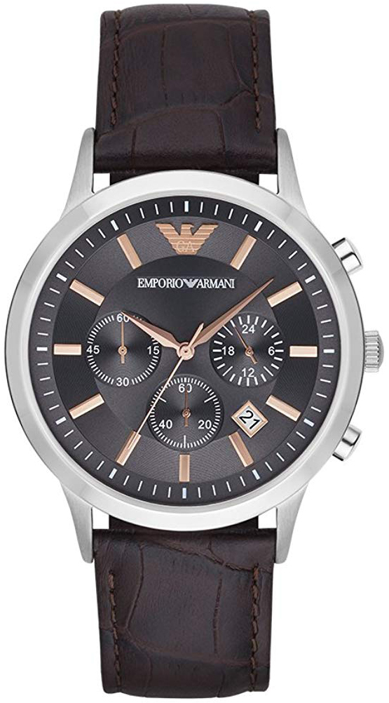 Emporio Armani Miesten kello AR2513 Renato Musta/Nahka Ø43 mm