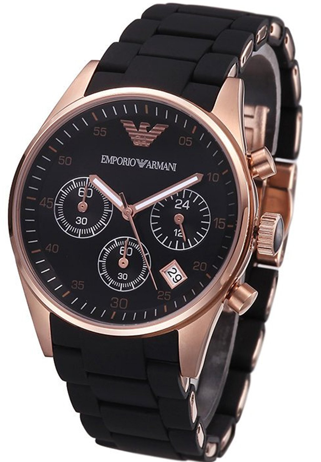 Emporio Armani Naisten kello AR5906 Sportivo Musta/Kumi Ø38 mm