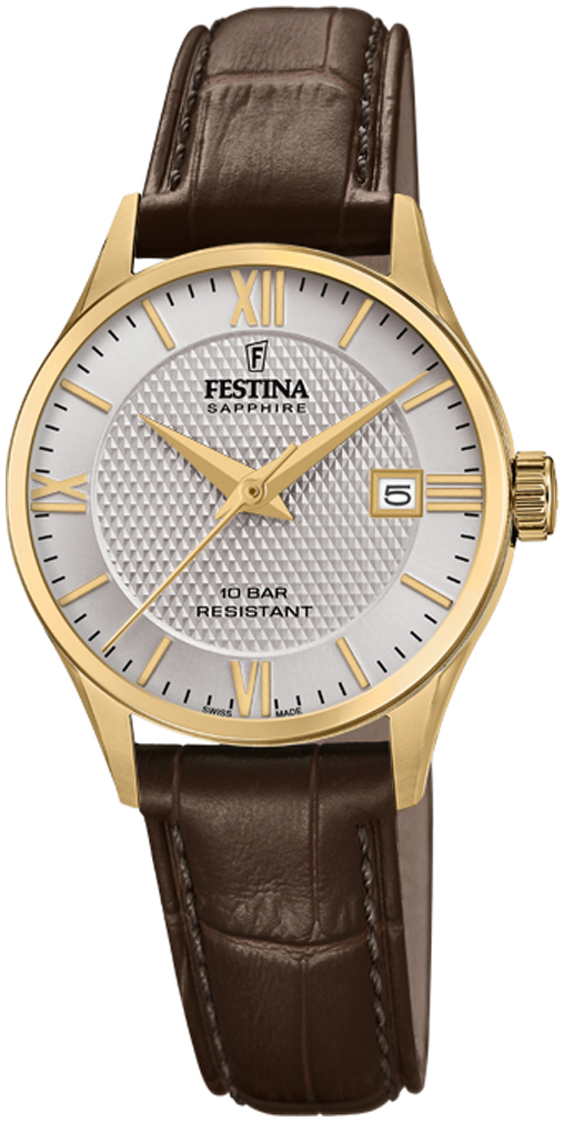 Festina Naisten kello F20011-2 Swiss Made Hopea/Nahka Ø29 mm