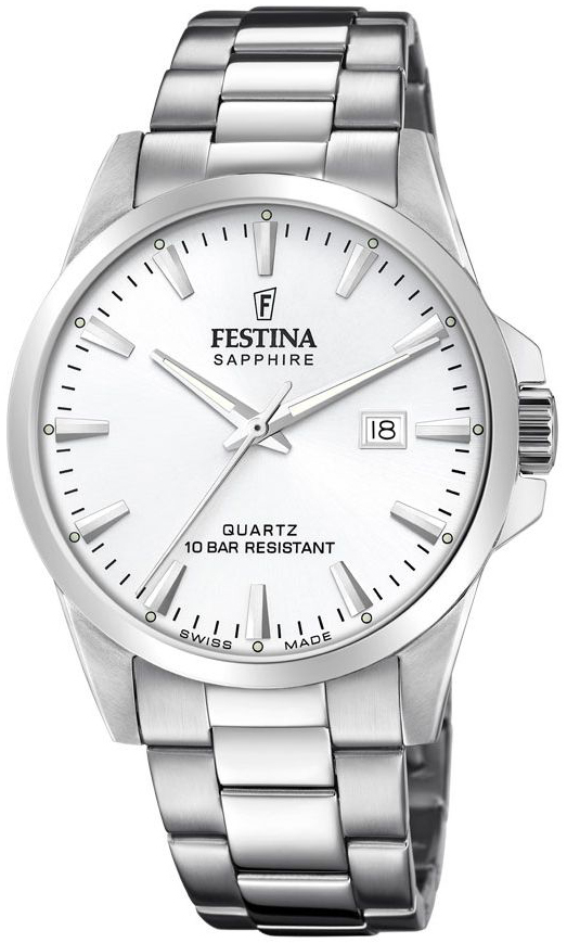 Festina Miesten kello F20024-2 Swiss Made Valkoinen/Teräs Ø41 mm