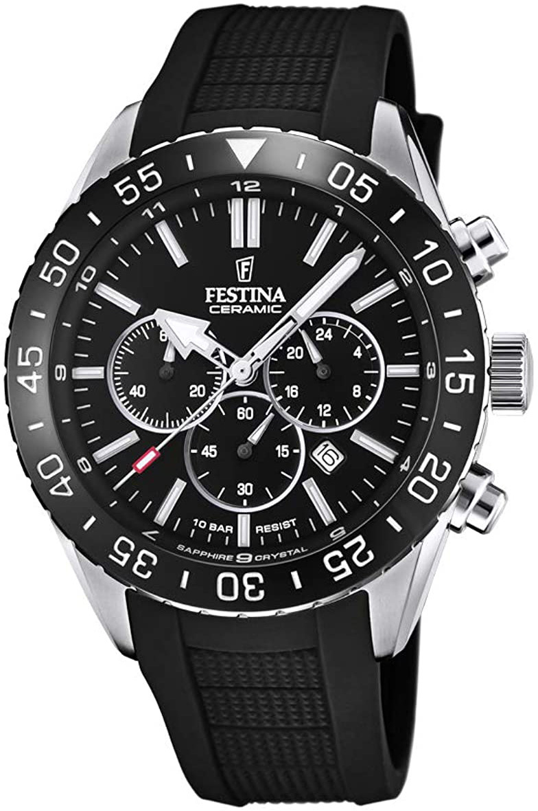 Festina Miesten kello F20515-2 Ceramic Musta/Kumi Ø44 mm