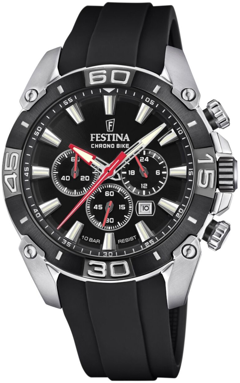 Festina Miesten kello F20544-1 Chrono Bike Musta/Kumi Ø45.5 mm