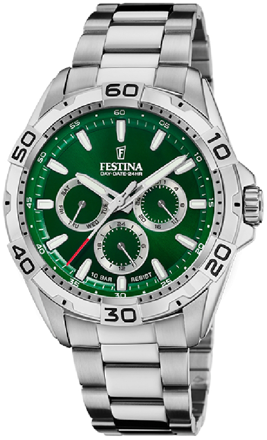 Festina Miesten kello F20623-3 Classic Vihreä/Teräs Ø44.7 mm