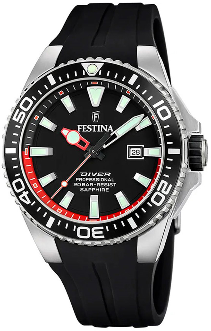 Festina Miesten kello F20664-3 The Original Diver Musta/Kumi Ø45.7 mm