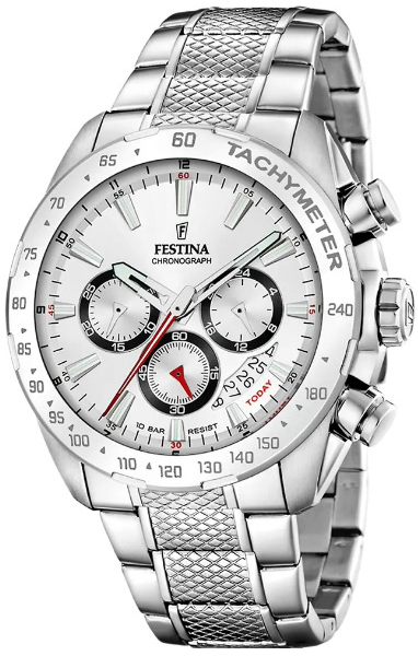 Festina Miesten kello F20668-1 Timeless Valkoinen/Teräs Ø44.5 mm