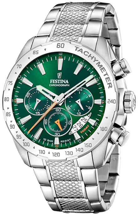 Festina Miesten kello F20668-3 Timeless Vihreä/Teräs Ø44.5 mm