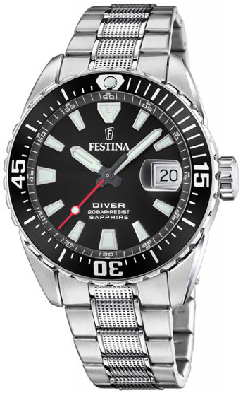 Festina Miesten kello F20669-3 Diver Musta/Teräs Ø44 mm