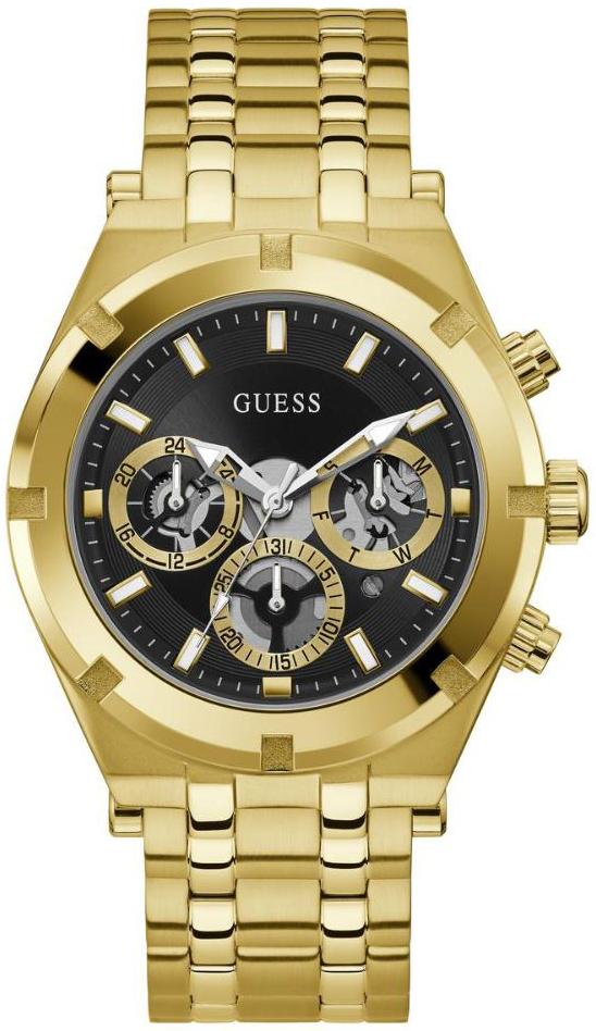 Guess Miesten kello GW0260G2 Continental Musta/Kullansävytetty