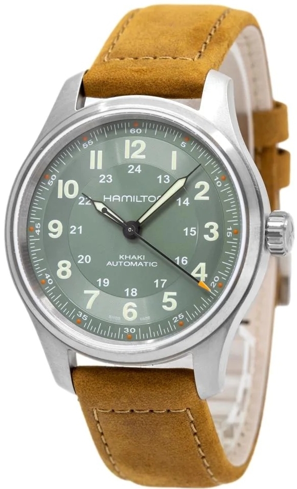 Hamilton Miesten kello H70545560 Khaki Field Vihreä/Nahka Ø42 mm