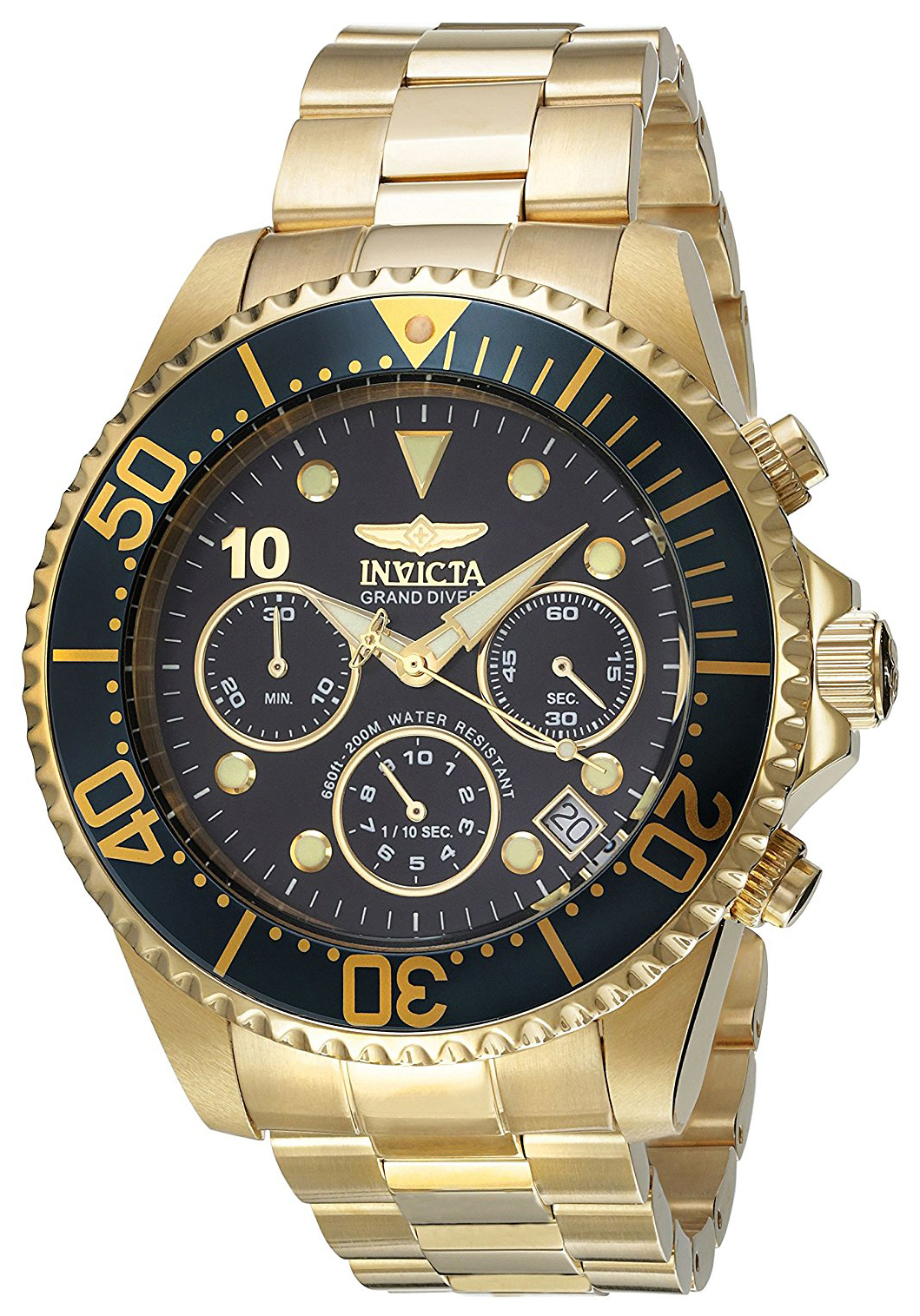 Invicta Miesten kello 22039 Pro Diver Musta/Kullansävytetty teräs