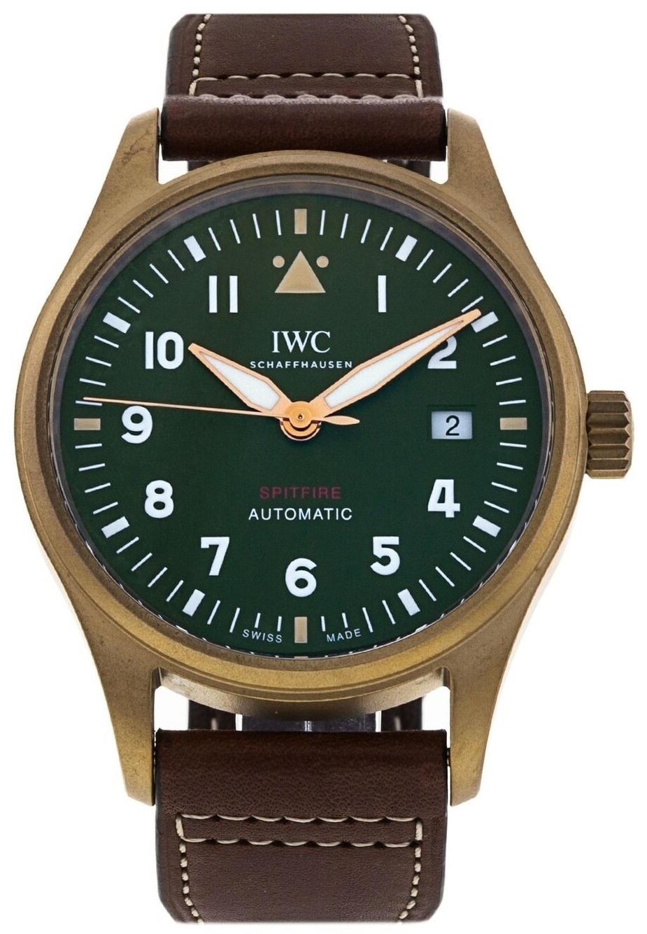 IWC Miesten kello IW326802 Pilots Spitfire Vihreä/Nahka Ø39 mm