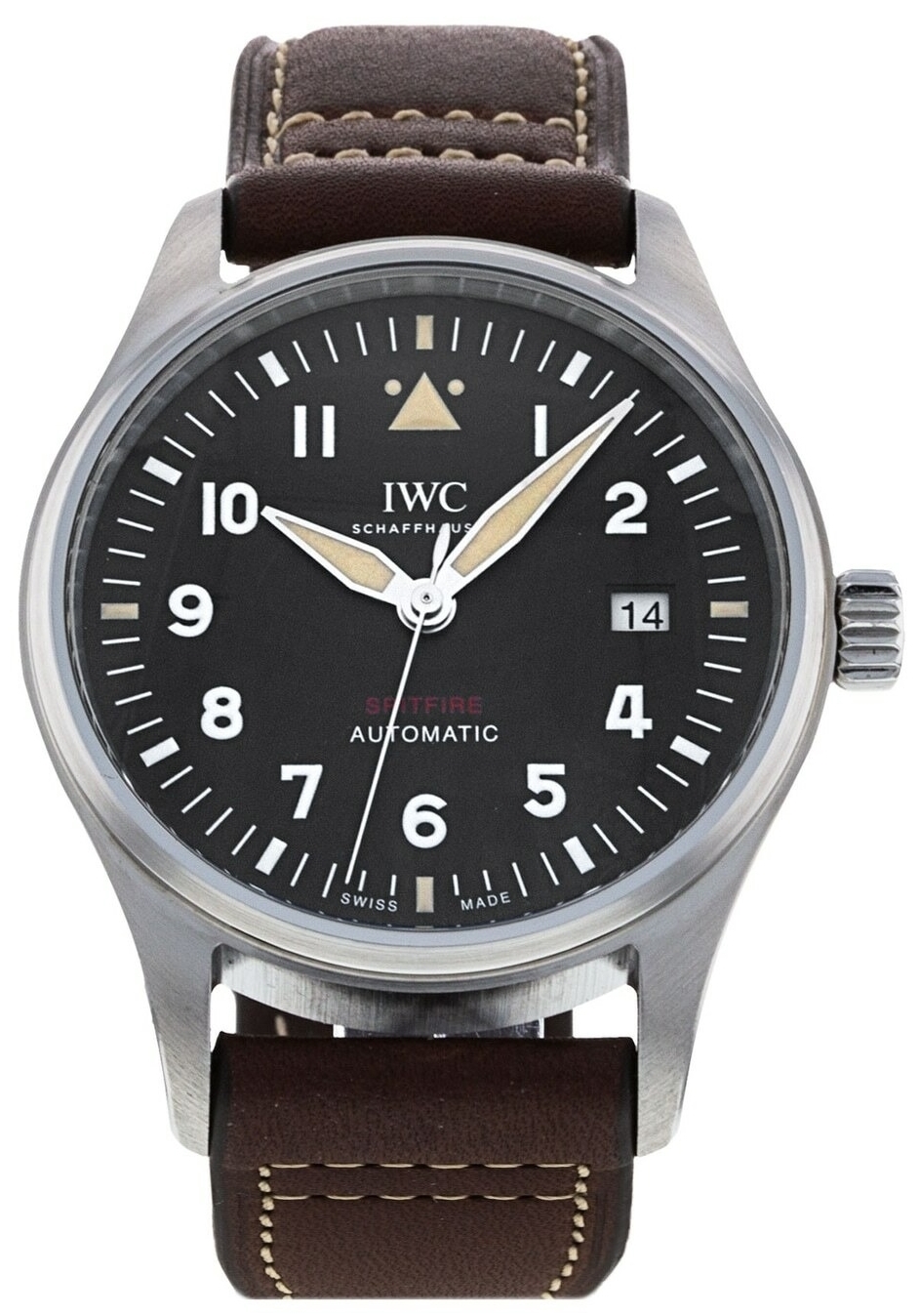 IWC Miesten kello IW326803 Pilots Spitfire Musta/Nahka Ø39 mm