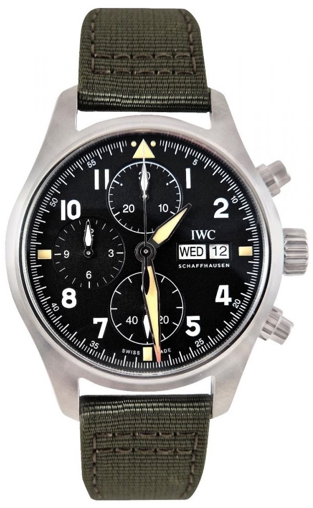 IWC Miesten kello IW387901 Pilots Spitfire Musta/Nahka Ø41 mm