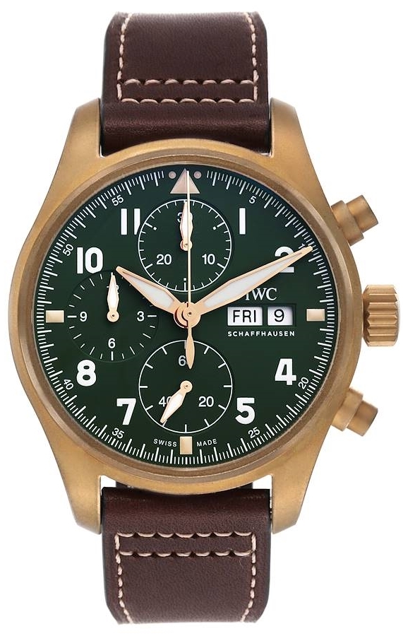 IWC Miesten kello IW387902 Pilots Spitfire Vihreä/Nahka Ø41 mm