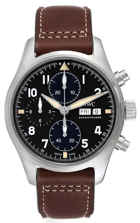 IWC Miesten kello IW387903 Pilots Spitfire Musta/Nahka Ø41 mm