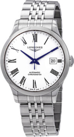 Longines Miesten kello L2.820.4.11.6 Record Valkoinen/Teräs Ø38.5 mm