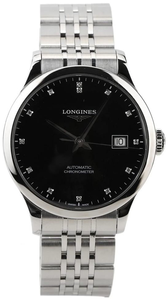 Longines Miesten kello L2.820.4.57.6 Record Musta/Teräs Ø38.5 mm