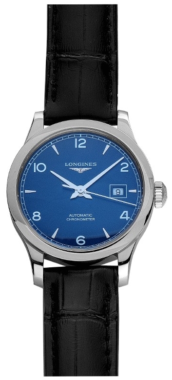 Longines Miesten kello L2.821.4.96.2 Record Sininen/Nahka Ø40 mm