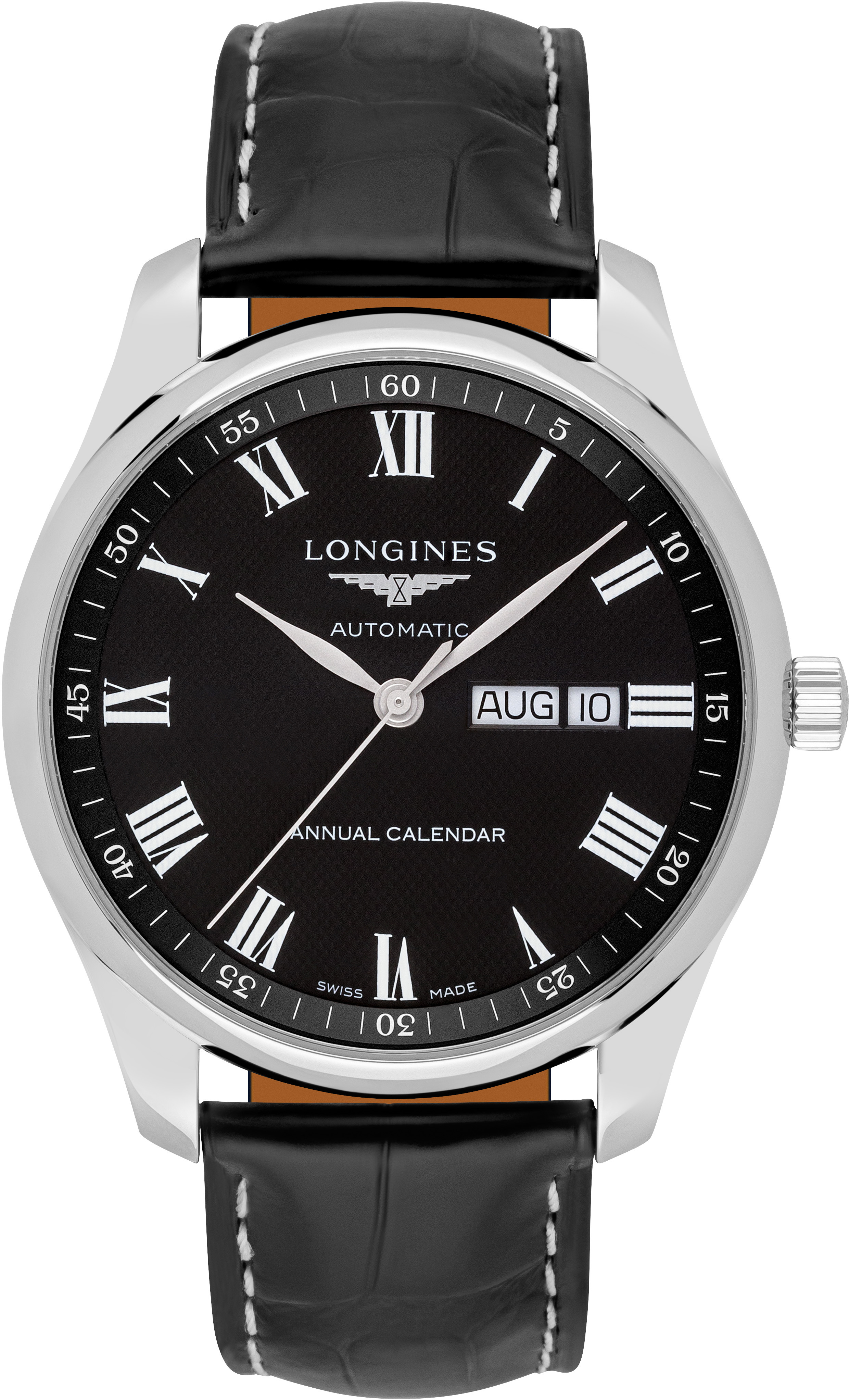 Longines Miesten kello L2.920.4.51.7 Master Musta/Nahka Ø42 mm