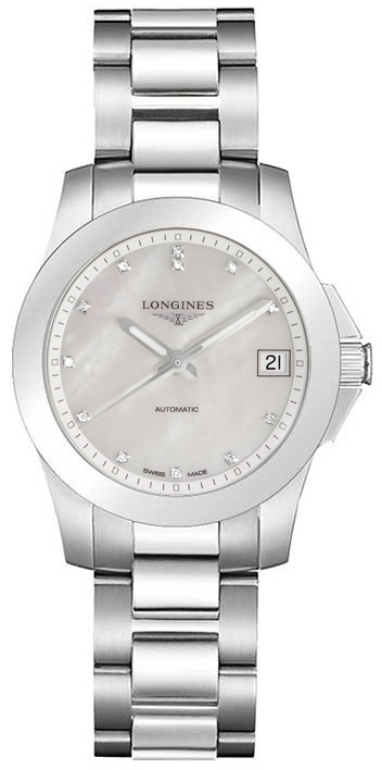 Longines Naisten kello L3.430.4.87.6 Conquest Valkoinen/Teräs Ø34 mm